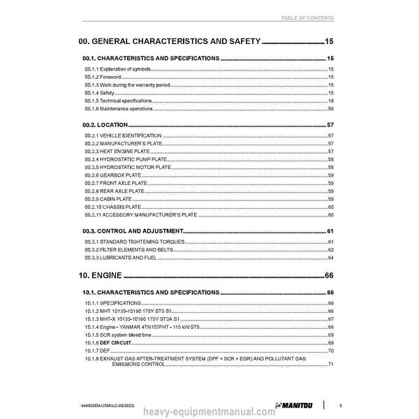 Manitou MHT 10135 175Y ST5 S1 Service Manual (649303EN-US) PDF C-2023