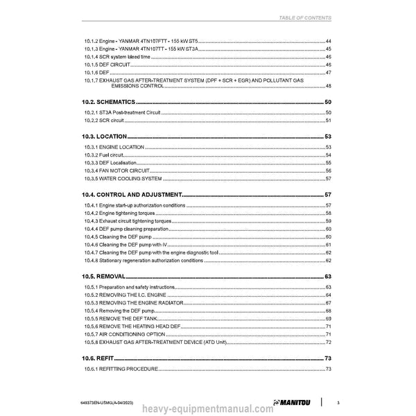 Manitou MHT 11250 210Y MINING ST5 S1 Telehandler Service Manual 649373EN-USMG A-2023