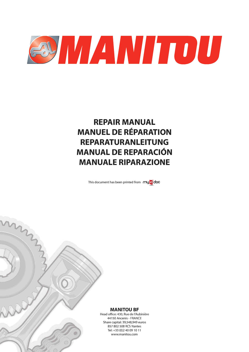 Manitou MRT 2150 Telescopic Handler Service Manual - Download PDF
