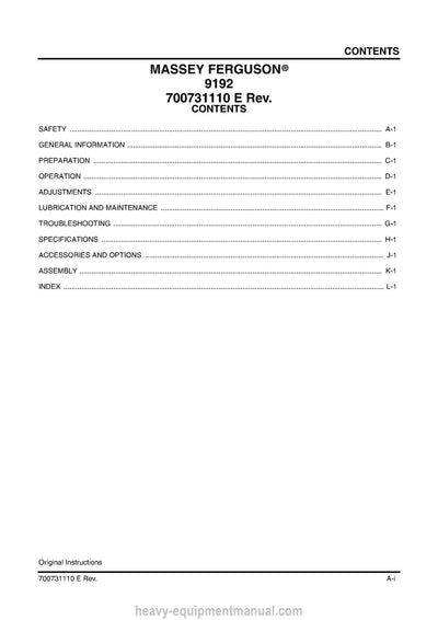 Massey Ferguson 9192 Rotary Disc Header Operator Manual PDF