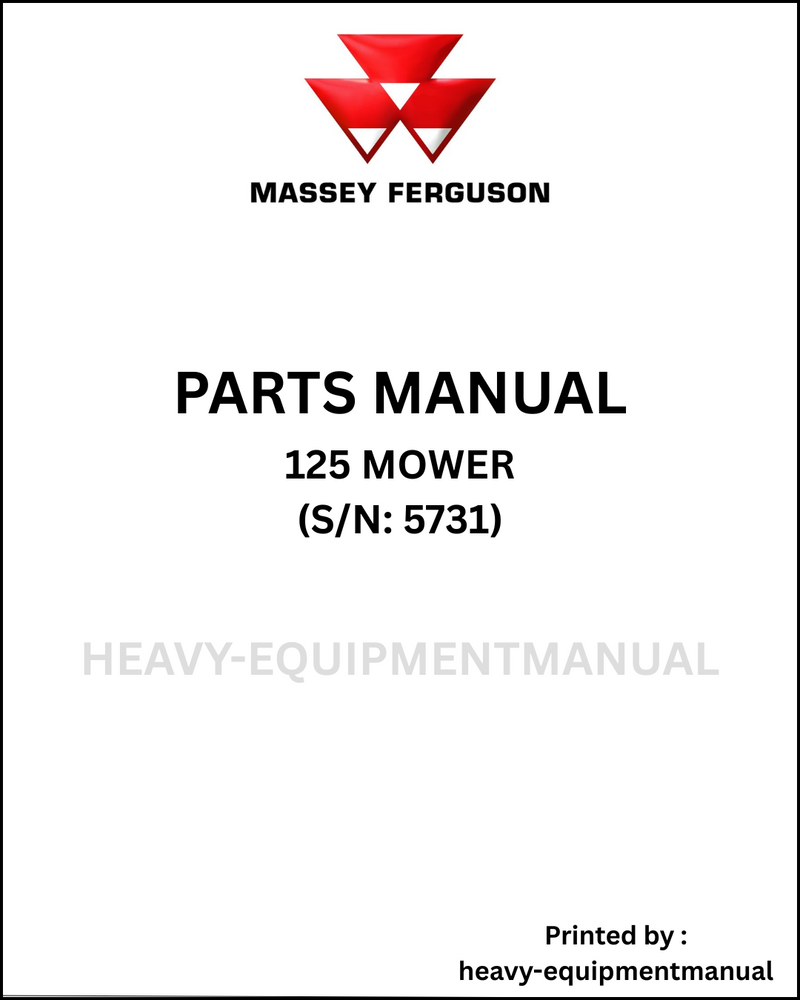Massey Ferguson 125 Mower Parts Manual - Download PDF (S/N 5731)