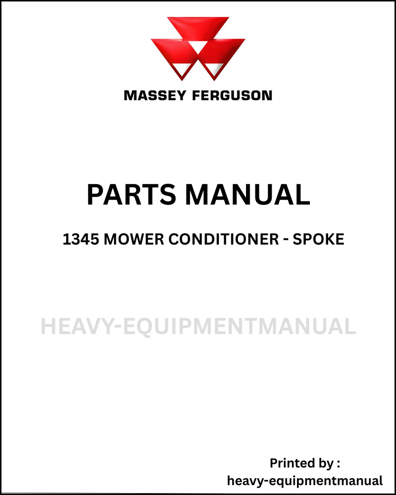 Massey Ferguson 1345 Mower Conditioner (Spoke) Parts Manual - Download PDF