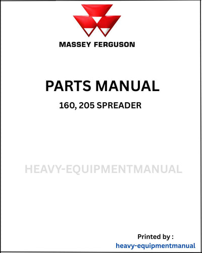 Massey Ferguson 160, 205 Spreader Parts Manual - Download PDF