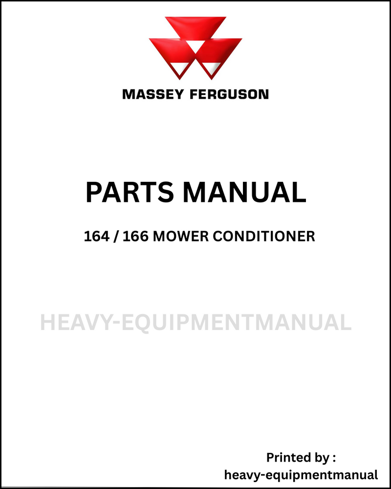 Massey Ferguson 164 / 166 Mower Conditioner Parts Manual - Download PDF