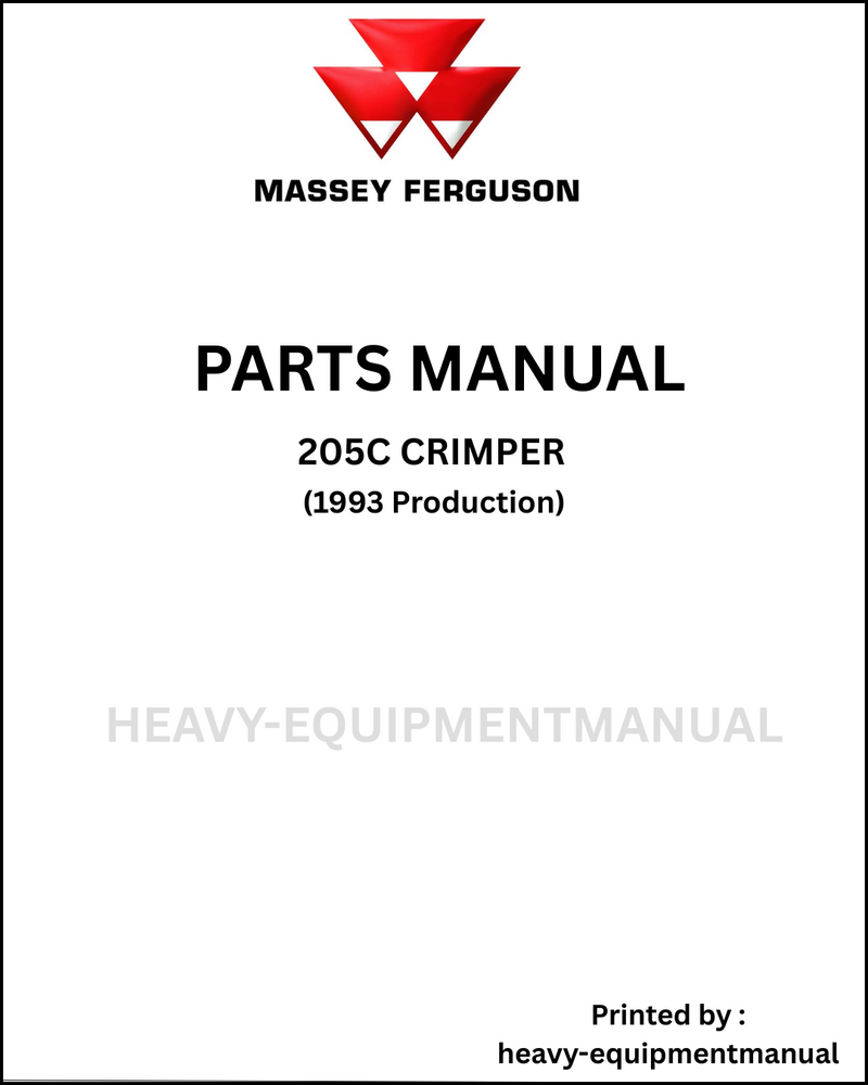 Massey Ferguson 205c Crimper (1993 Production) Parts Manual - Download PDF