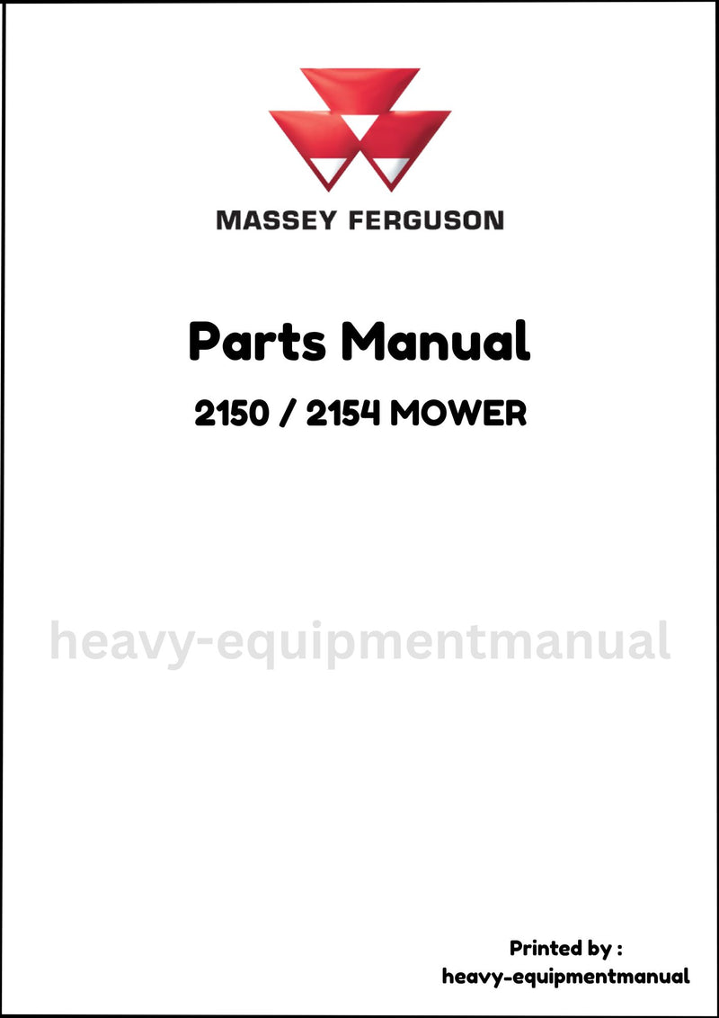 Massey Ferguson 2150 / 2154 MOWER Parts Manual - Download PDF