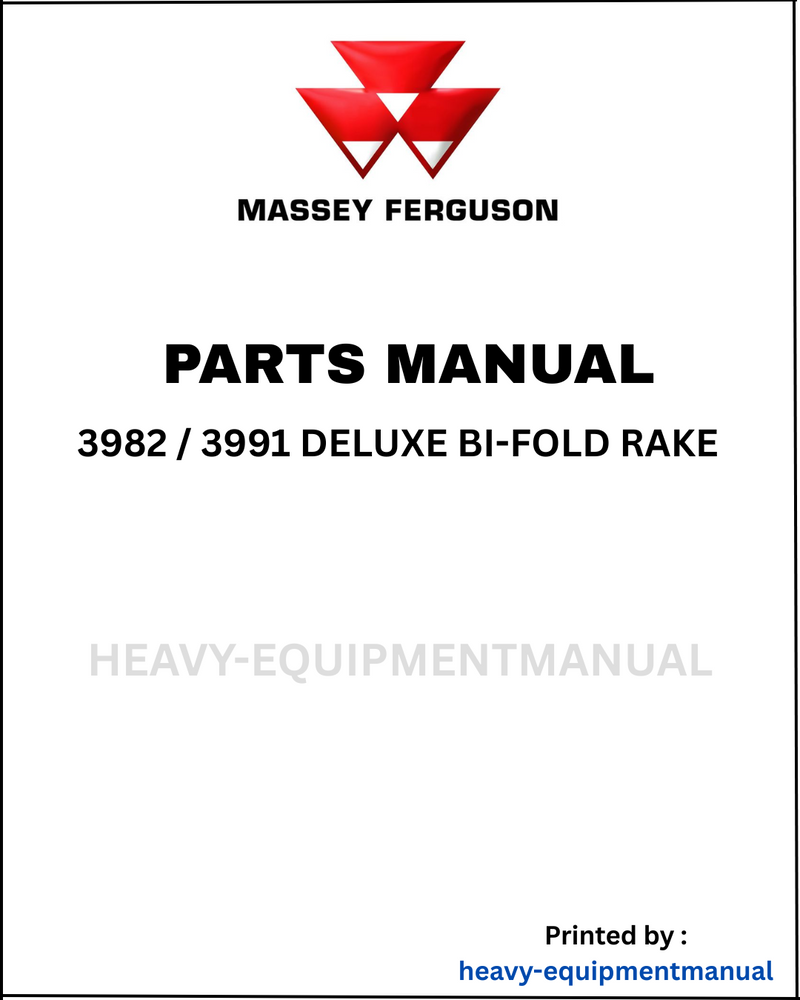 Massey Ferguson 3982 / 3991 Deluxe Bi-Fold Rake Parts Manual - Download PDF