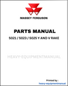 Massey Ferguson 5021 / 5023 / 5025 Y AND V Rake Parts Manual - Download PDF