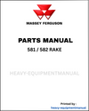 Massey Ferguson 581 / 582 Rake Parts Manual - Download PDF