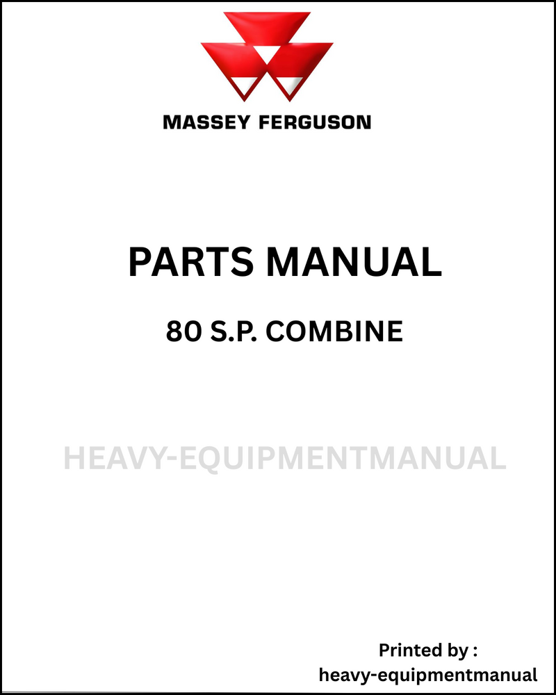 Massey Ferguson 80 S.P. Special Combine Parts Manual - Download PDF