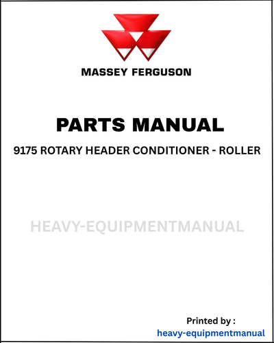 Massey Ferguson 9175 Rotary Header Conditioner Roller Parts Manual - Download PDF