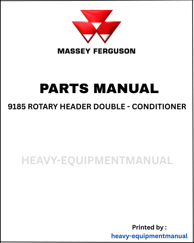 Massey Ferguson 9185 Rotary Header Double Conditioner Parts Manual - Download PDF