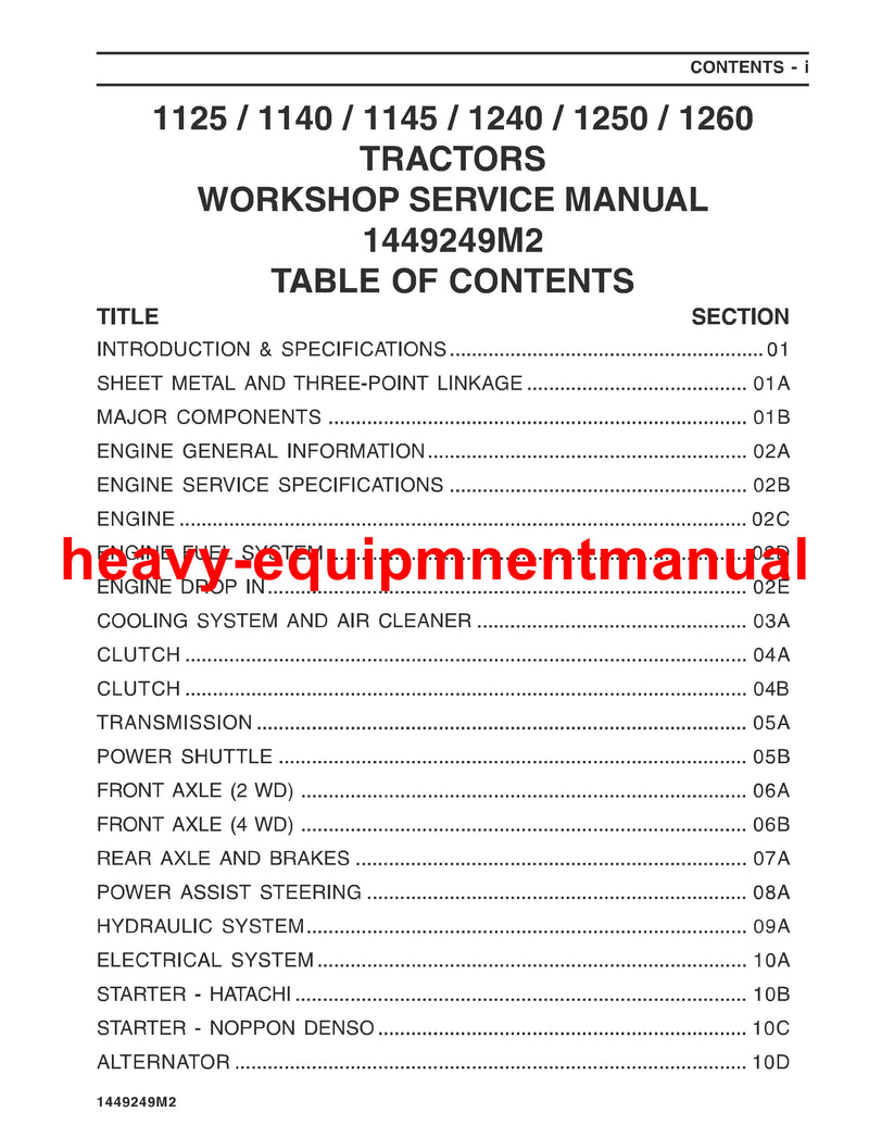 MASSEY FERGUSON 1125 1140 1145 1240 1250 1260 COMPACT TRACTOR WORKSHOP SERVICE MANUAL DOWNLOAD