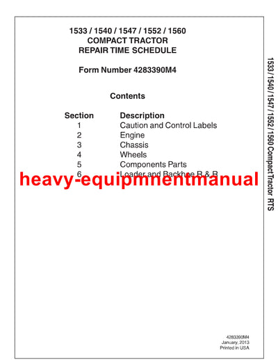 MASSEY FERGUSON 1533 1540 1547 1552 1560 COMPACT TRACTOR REPAIR TIME SCHEDULE DOWNLOAD