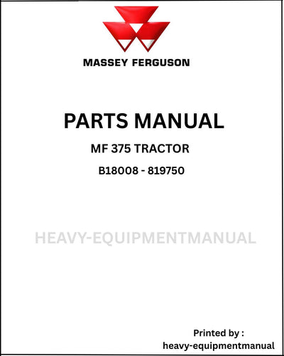 Massey Ferguson MF 375 Tractor Parts Manual B18008 - 819750 PDF Download