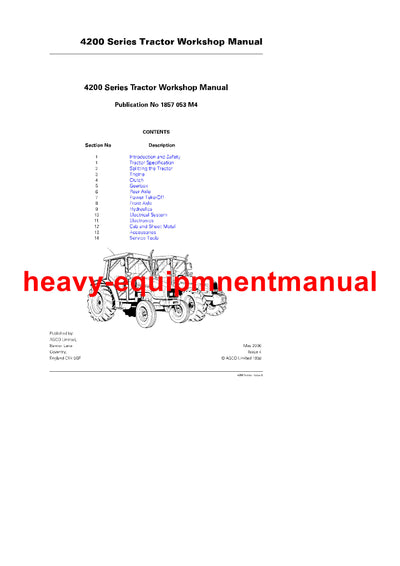 Download Massey Ferguson MF 4200 Series Tractor Workshop Service Manual – 1857368A