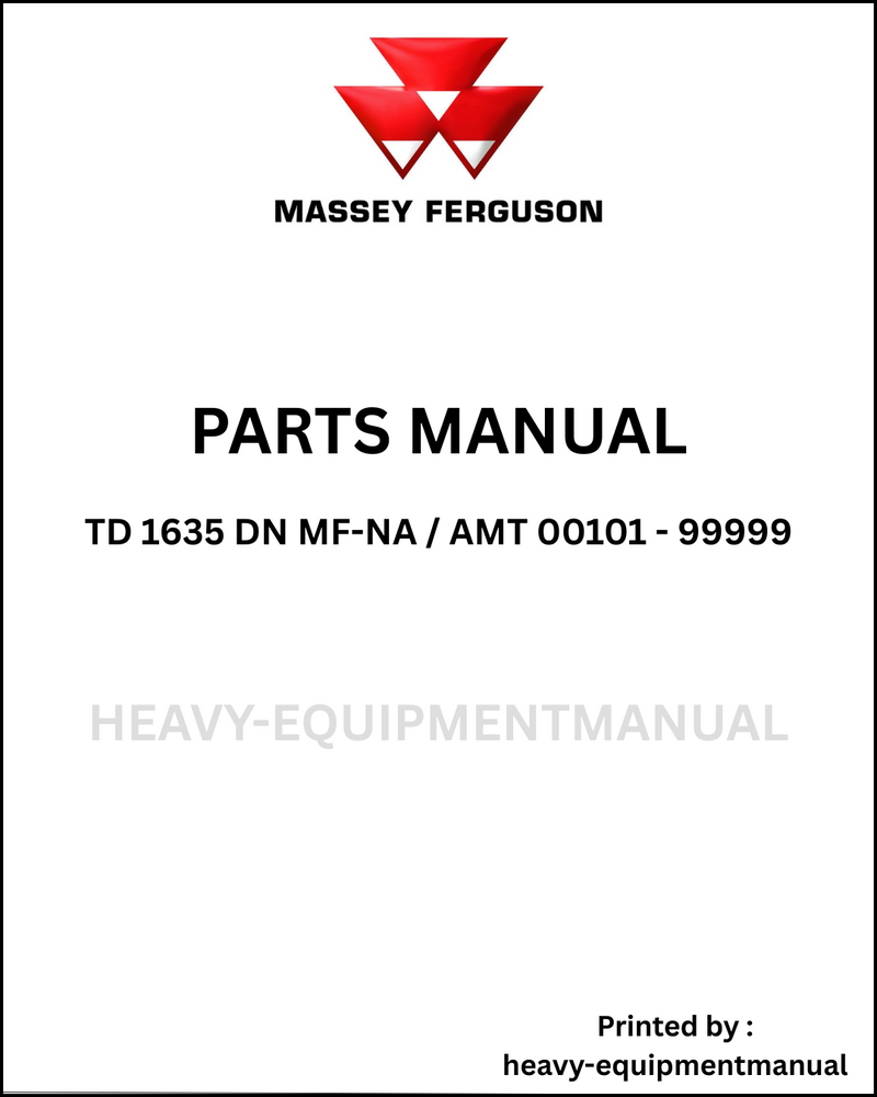 Massey Ferguson TD 1635 DN MF-NA / AMT 00101 - 99999 Parts Manual - Download PDF