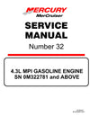 Mercury MerCruiser Marine Engine 4.3L MPI Gasoline Engine Service Repair Manual