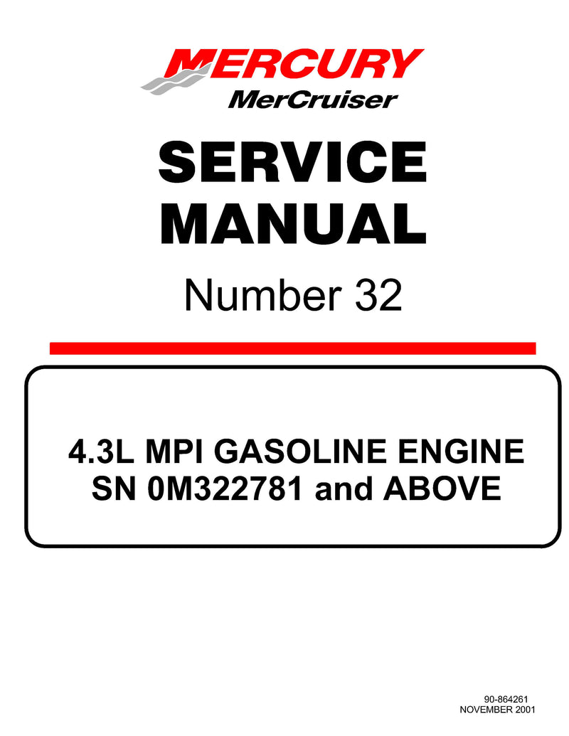 Mercury MerCruiser Marine Engine 4.3L MPI Gasoline Engine Service Repair Manual