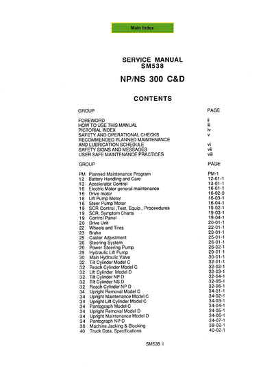Clark NS NP 246 (SM-538) Forklift Service Repair Manual - PDF Download
