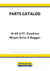 New Holland 16-49 6 FT. Combine Parts Manual W/pto Drive & Bagger