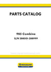 New Holland 985 Combine Parts Manual S/N 288001-288999