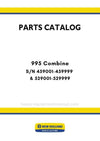 New Holland 995 Combine Parts Manual S/N 459001-459999 & 529001-529999