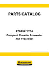 New Holland E70BSR YT06 Compact Crawler Excavator Parts Manual ASN YT06-18001