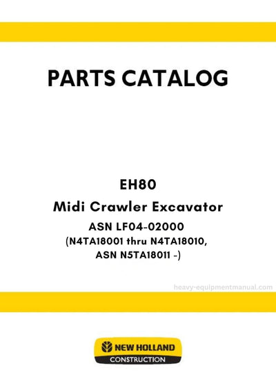 New Holland EH80 Midi Crawler Excavator Parts Manual