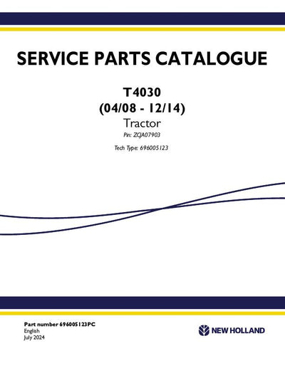 New Holland T4030 Standard Tractor Parts Manual PDF Download