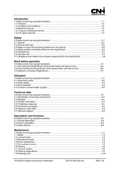 New Holland Angle Broom for W70B Compact Wheel Loader Operator Manual 51552836