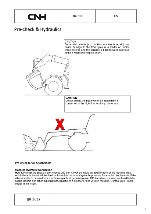 New Holland Bale Grab BG500 for 12EV, CL36EV, W40X Wheel Loader Operator Manual