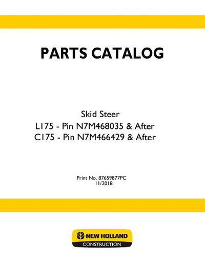 New Holland C175, L175 Loader Parts Manual 87659877