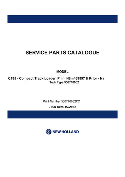 New Holland C185 Compact Track Loader Parts Manual 550710062PC Download PDF