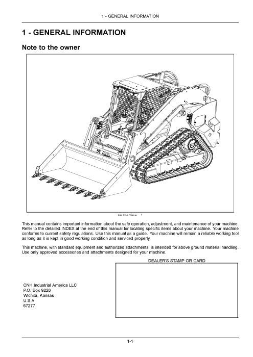 New Holland C362 Compact Track Loader Operator Manual 92156943