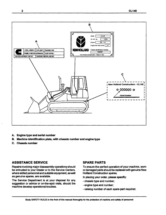 New Holland CL145 Crawler Loader Operator Manual 75131059