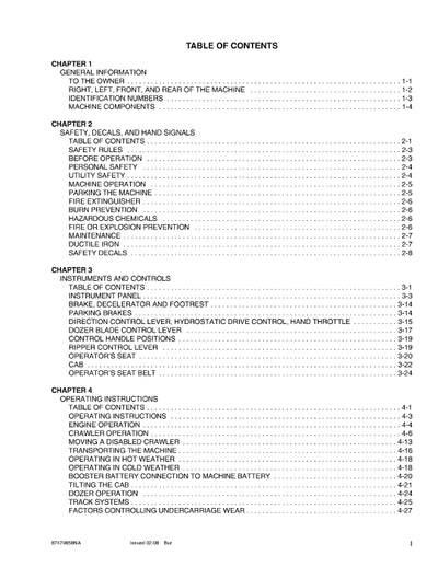New Holland D85B,D95B Tier 3 Crawler Dozer Operator Manual 87479858NA