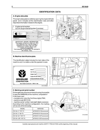 New Holland DC150.B Tier 2 Crawler Dozer Operator Manual 6036613100 Download PDF
