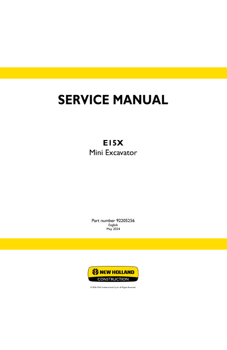 New Holland E15X Mini Excavator Service Manual 92205256