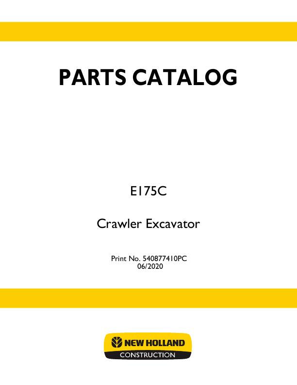 New Holland E175C NCR Tier 3 Crawler Excavator Parts Manual 540877410PC