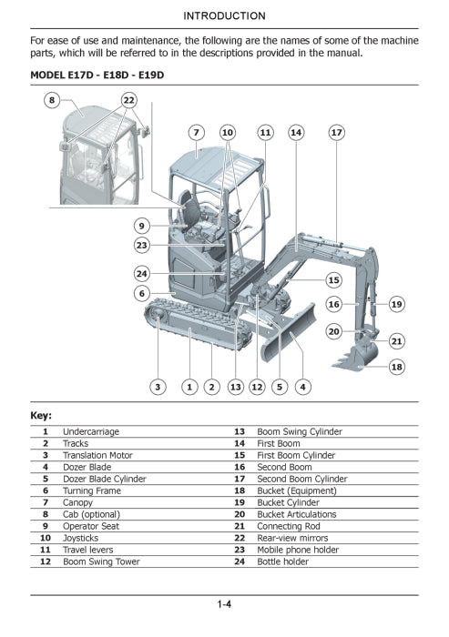 New Holland E17D E18D E19D E20D Mini Excavator Operator Manual 92325673