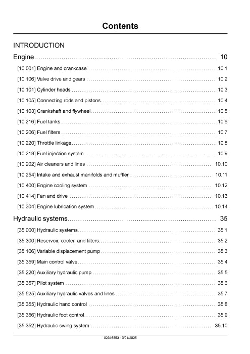 New Holland E17D, E18D, E19D, E20D Mini Excavator Service Manual 92316853