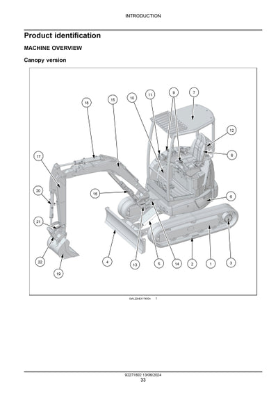 New Holland E25D Mini Excavator Service Manual 92271802
