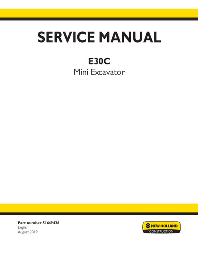 New Holland E30C Mini Excavator Service Manual 51649426