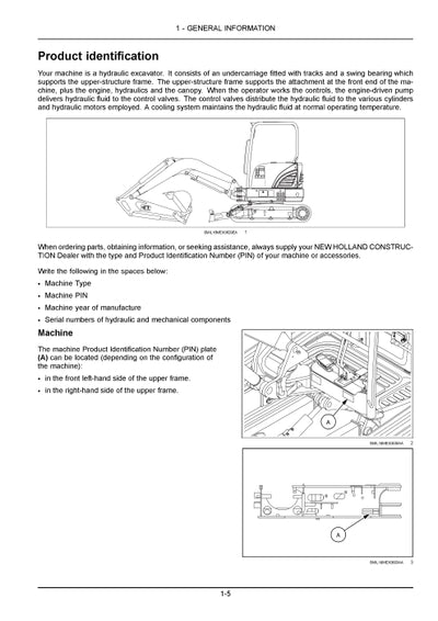 New Holland E33C Mini Excavator Operator Manual 51661312