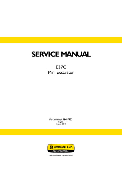New Holland E37C Mini Excavator Service Manual 51487933
