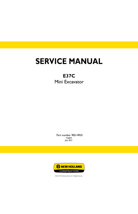 New Holland E37C Mini Excavator Service Manual 90514935