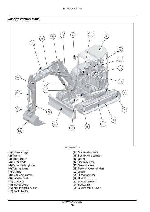 New Holland E42D, E45D, E50D, E55D Mini Excavator Service Manual 92293055