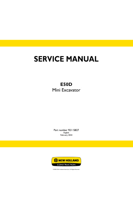 New Holland E50D Mini Excavator Service Manual 92115827