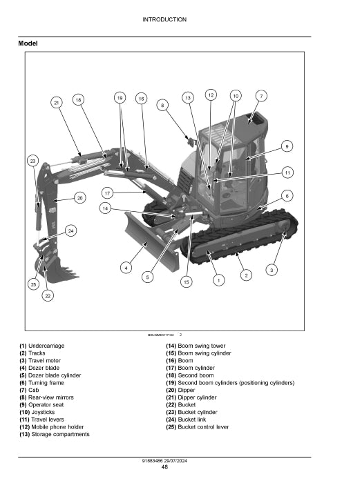 New Holland E58D, E60D Mini Excavator Service Manual 91883486